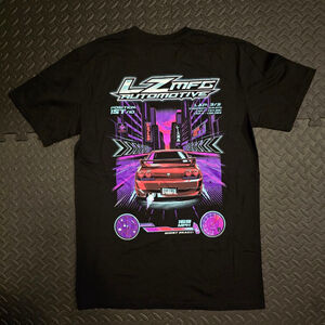 Men's LZMFG Automotive Black Purple Graphic Short Sleeve Tee M